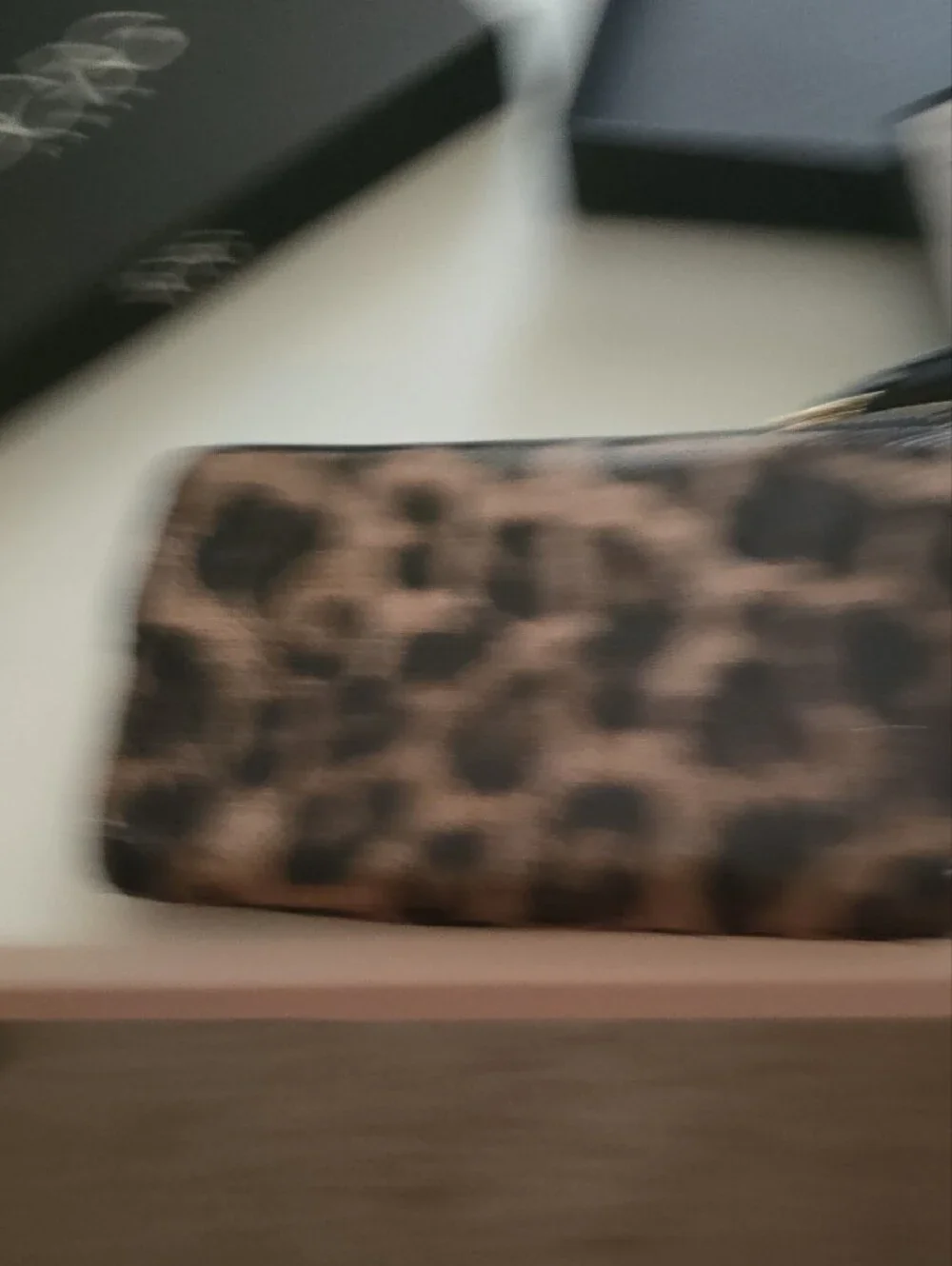 BCBG Leopard-Print Quilted Wristlet - Brown/Black with Gold Logo